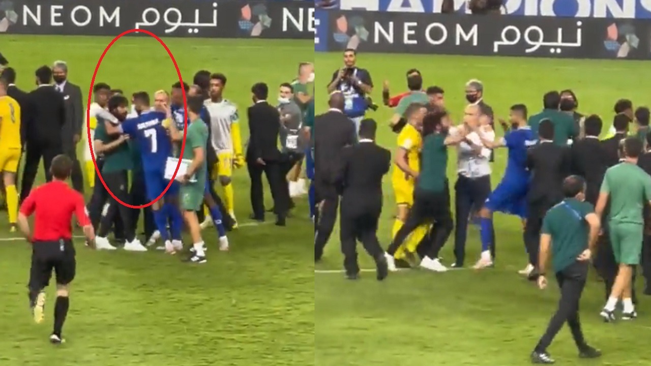 شاهد.. لحظة انفعال حسين عبدالغني على سلمان الفرج بعد مباراة الديربي