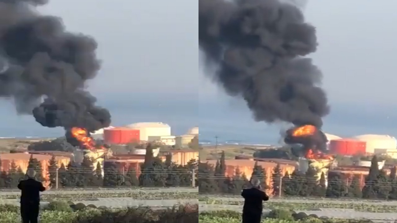 بالفيديو.. حريق كبير قرب منشأة نفط في لبنان