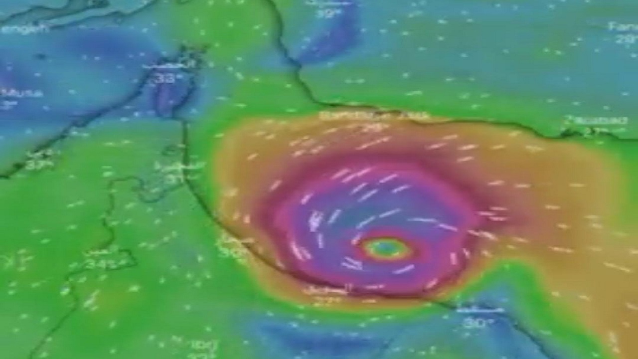 فيديو يكشف حركة ‎إعصار شاهين خلال الساعات القادمة