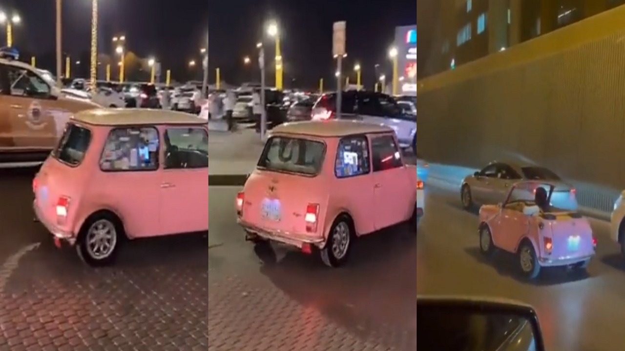فيديو.. فتاة تقود سيارة بحجم “اللعبة” في شوارع الرياض