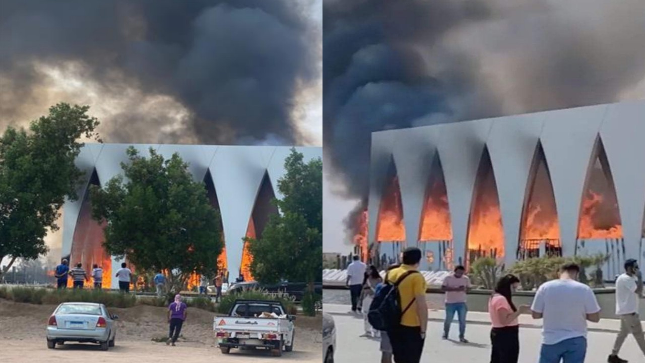 بالفيديو.. حريق هائل داخل قاعة مهرجان الجونة قبل يوم من انطلاقه