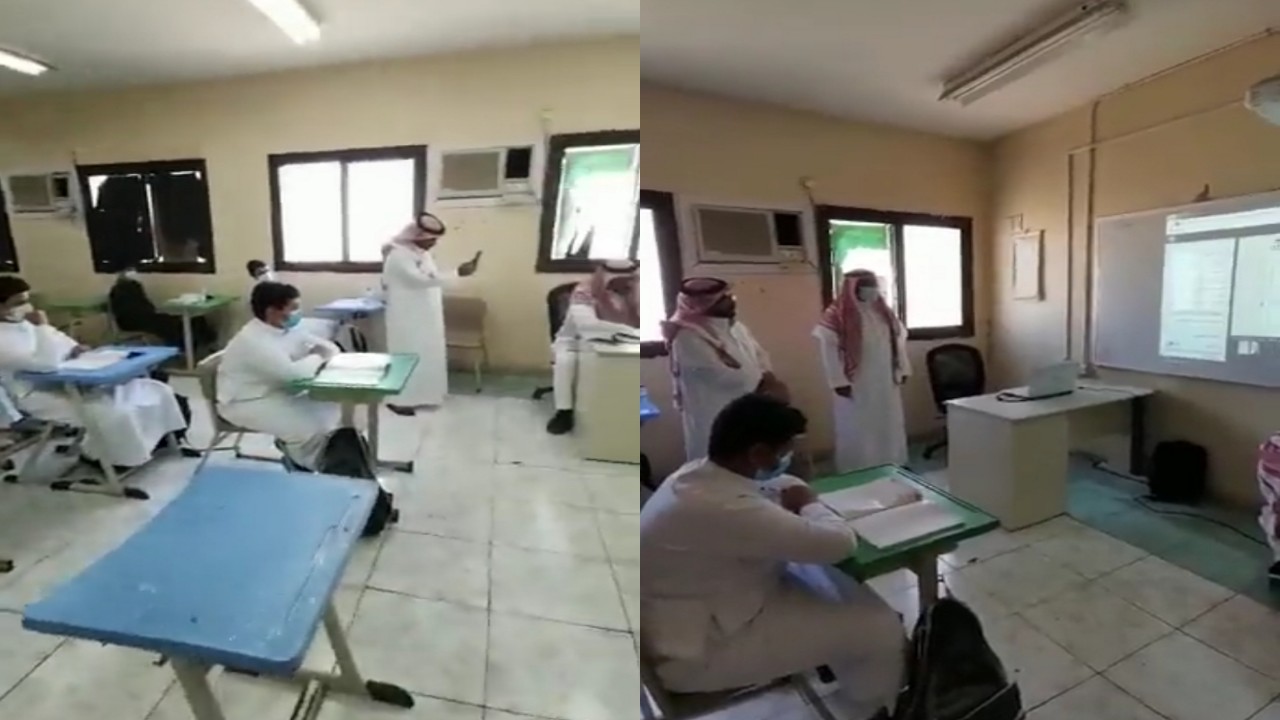 بالفيديو.. معلم يؤدي حصصه لطلابه رغم إجراءه عملية جراحية بجدة