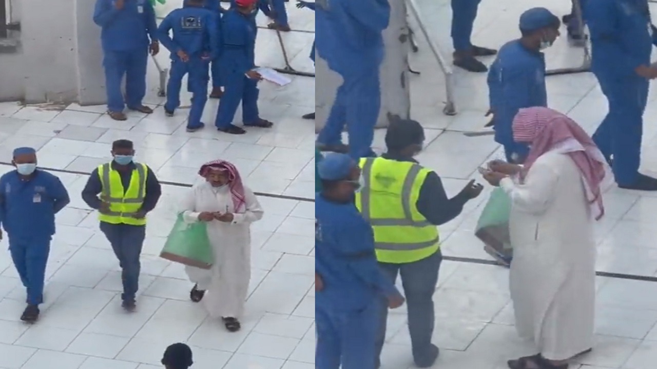 فيديو.. مواطن يوزع أموالًا على العاملين في الحرم المكي