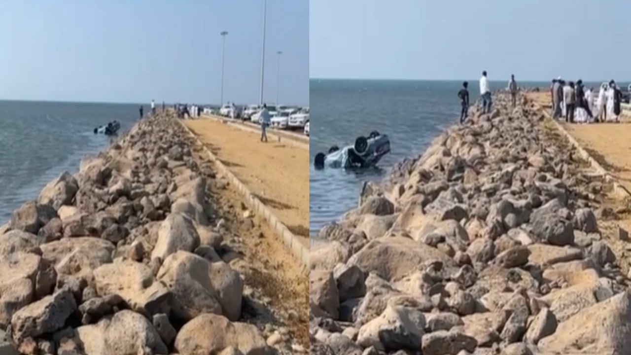 فيديو.. لحظة سقوط سيارة طالب بجامعة جازان في البحر