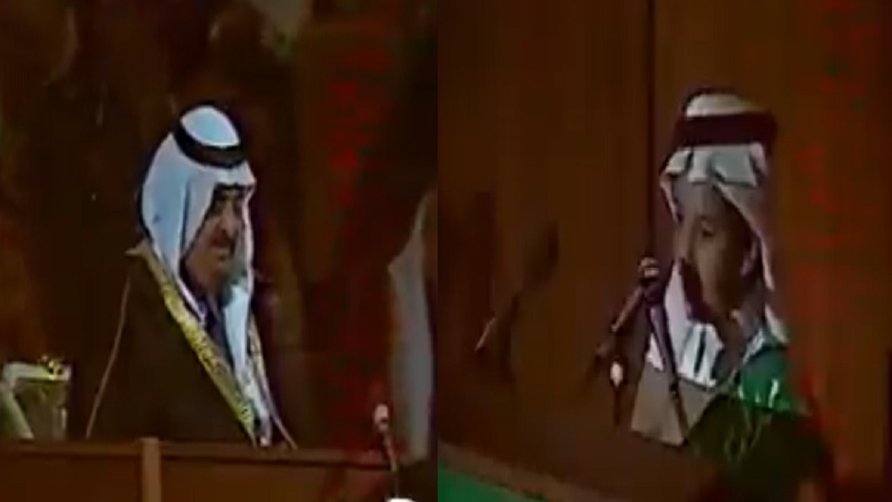 فيديو نادر للأمير عبد العزيز بن فهد وهو يلقي كلمة أمام والده