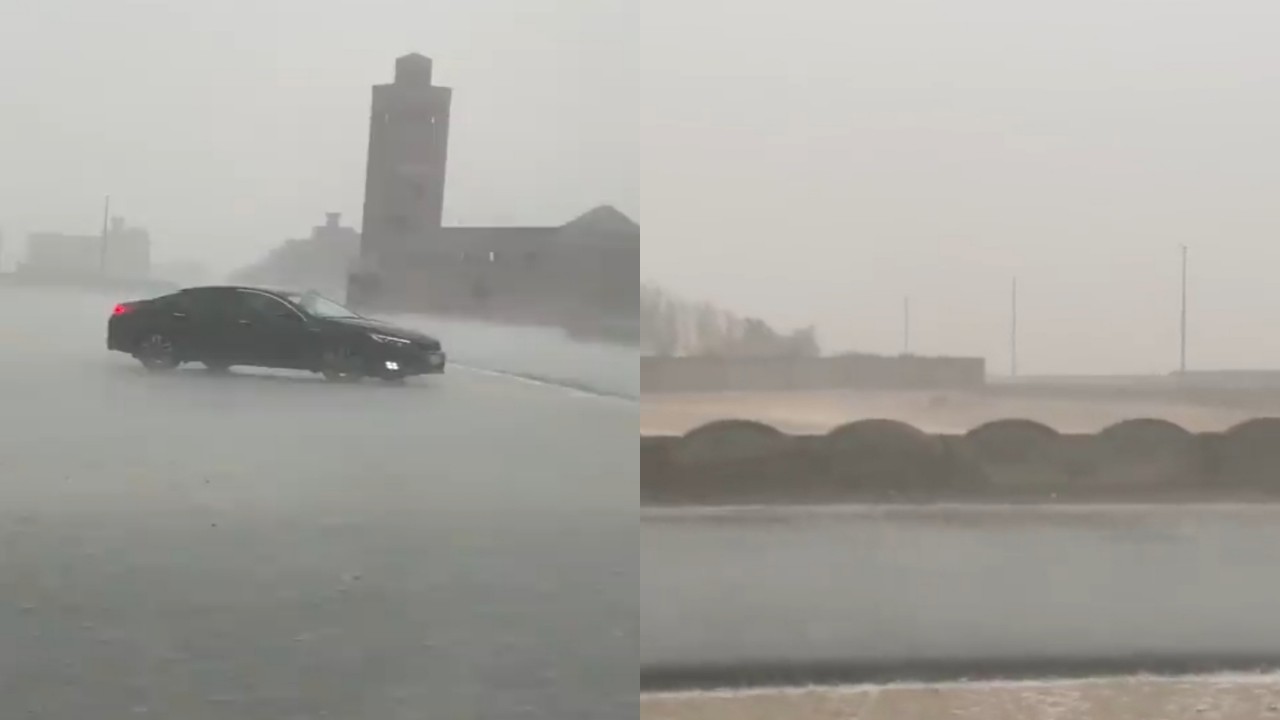 بالفيديو.. هطول أمطار غزيرة وعواصف رعدية على جدة
