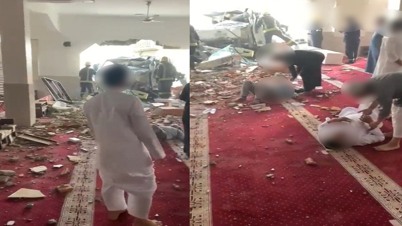 فيديو..المشاهد الأولى لاصطدام شاحنة بمسجد في جدة