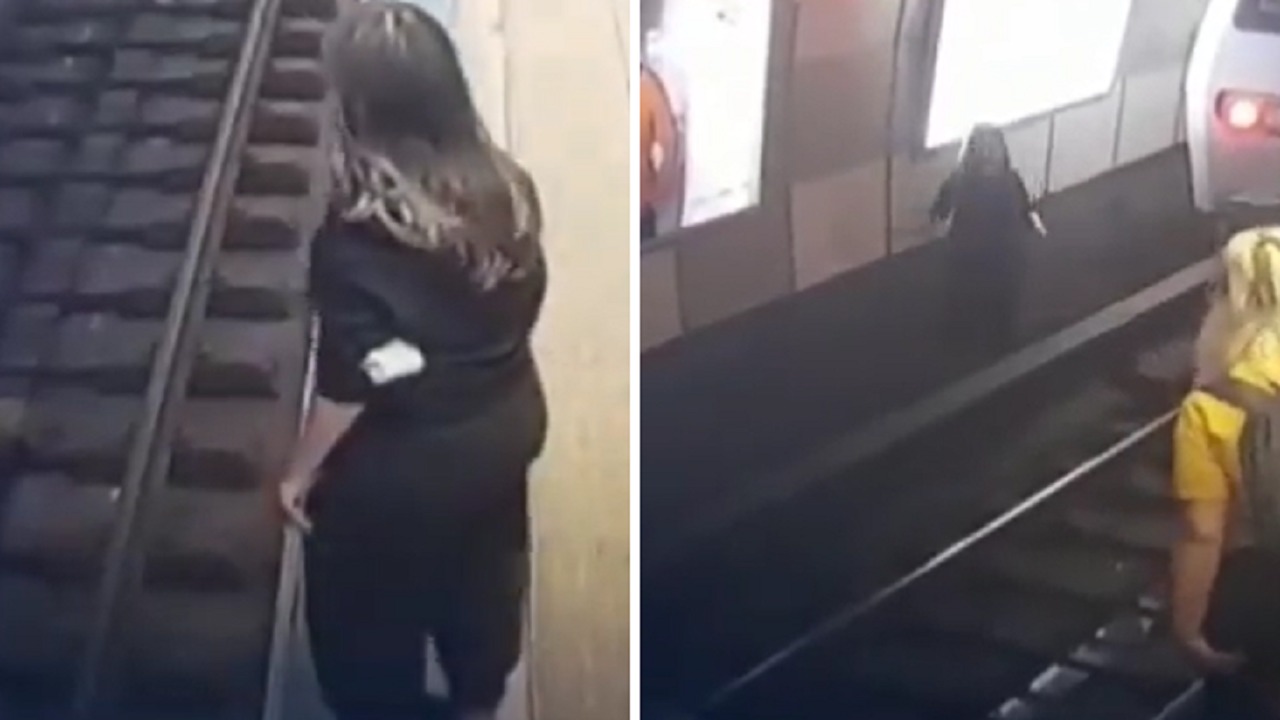 بالفيديو .. فتاة تلقي بنفسها أمام عجلات قطار المترو