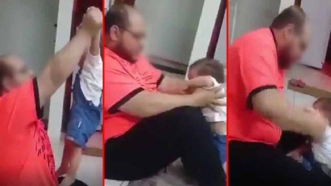 شاهد.. القبض على أب يضرب طفله بطريقه وحشية