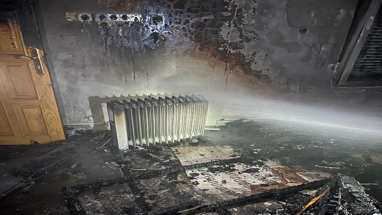 صور..نشوب حريق بسبب مدفأة في الخبر