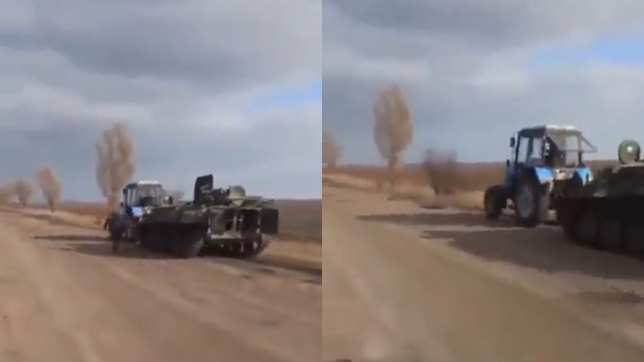 بالفيديو.. مزارع أوكراني يستولي على مدرعة روسية تركها جنودها