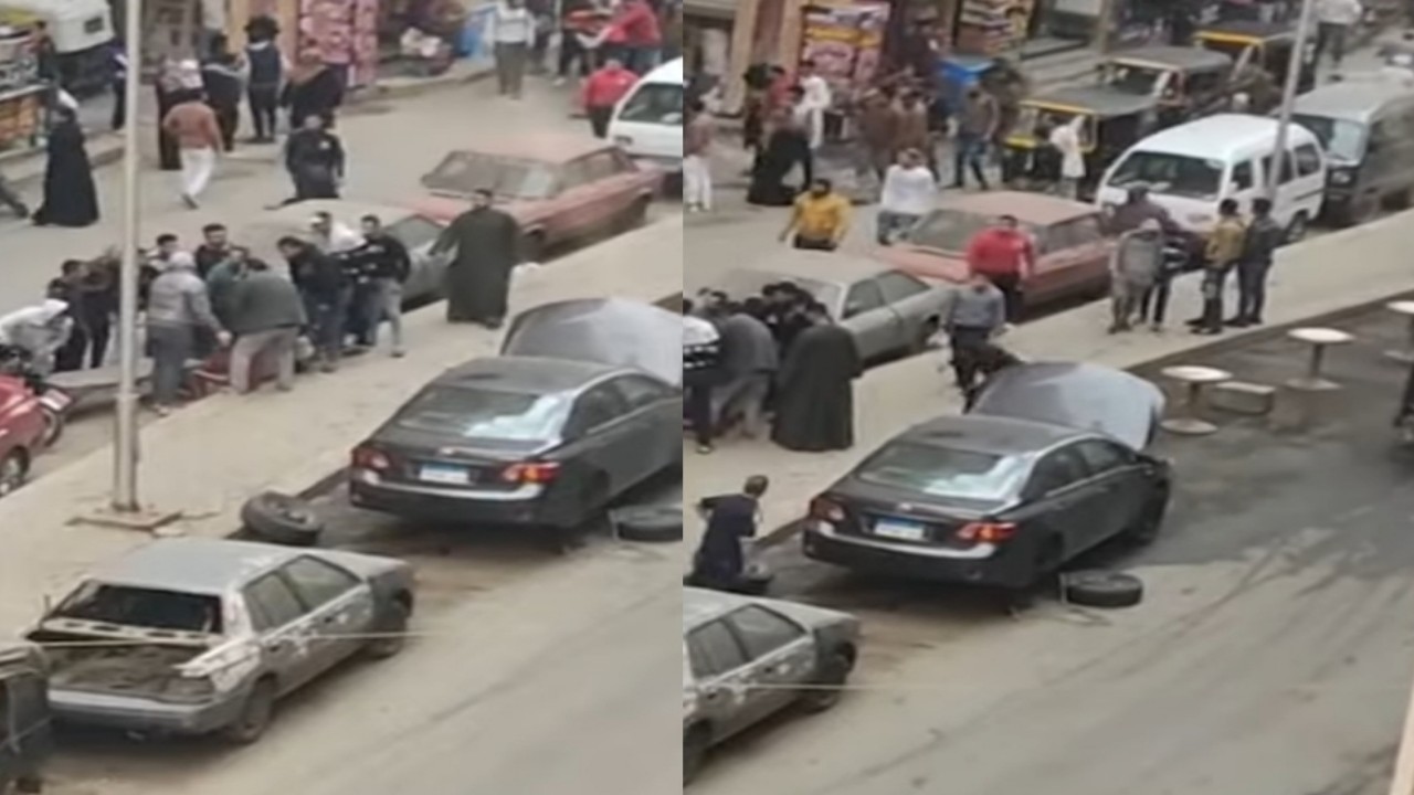 بالفيديو.. محاولة قتل سائق وإشعال النيران به في الشارع