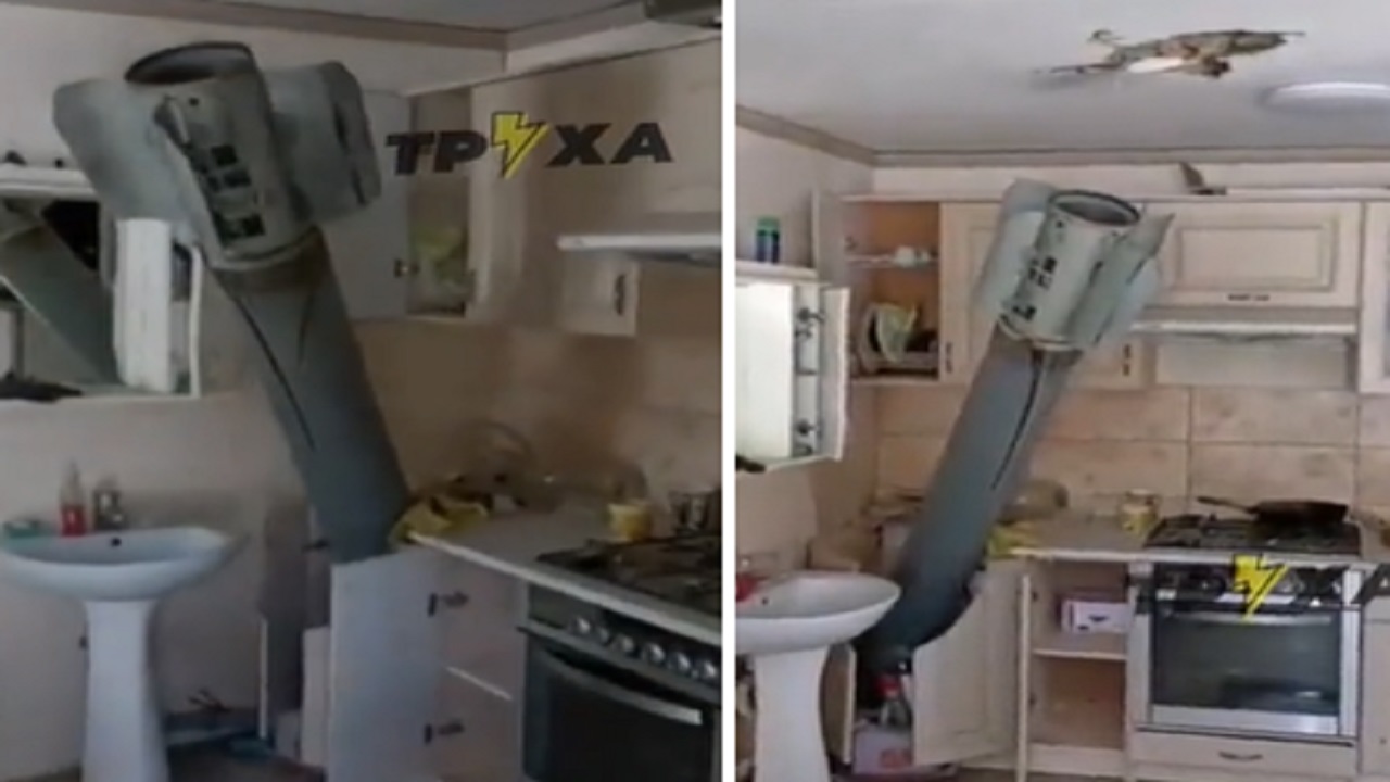 بالفيديو .. قذيفة روسية تسقط فوق أحد المنازل بأوكرانيا