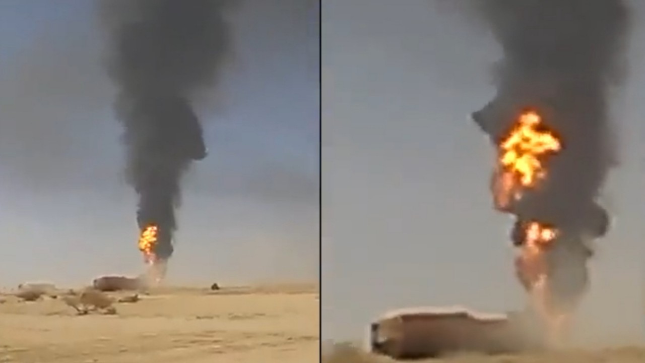 بالفيديو.. لحظة احتراق ناقلة وقود على يد الحوثيين