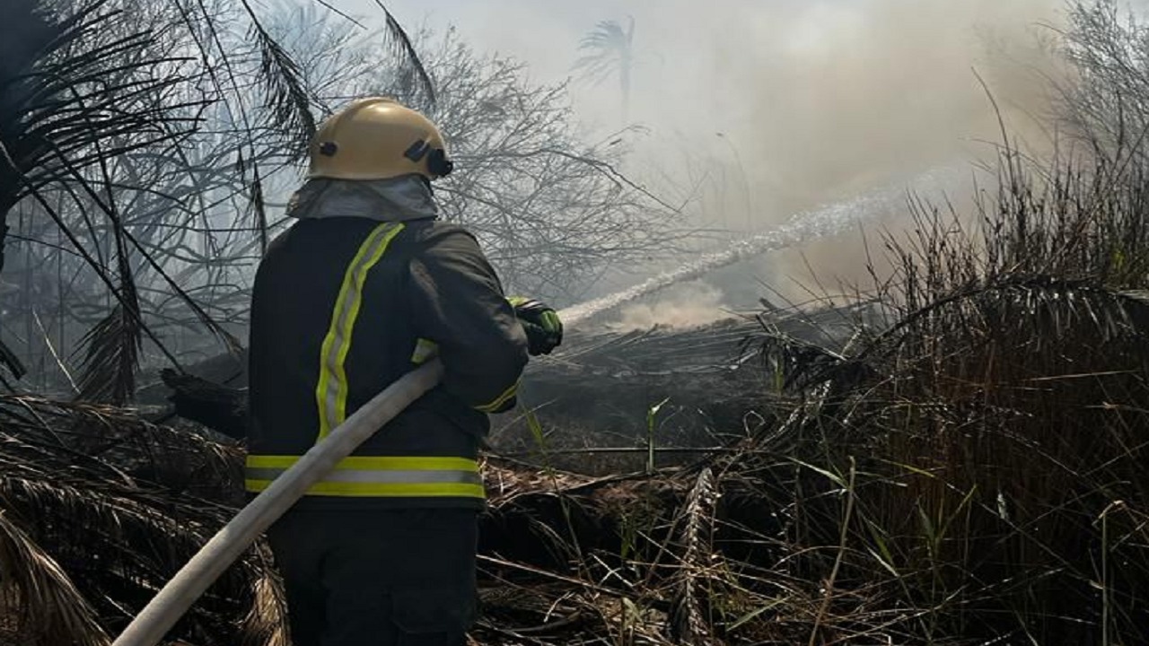 بالصور .. السيطرة على حريق مزارع نشب بعدة مواقع في دومة الجندل