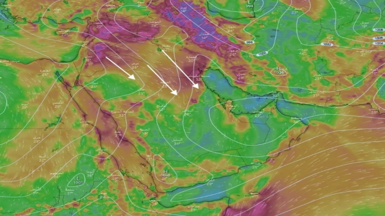 المسند: نشاط واسع في الرياح الشمالية المثيرة للغبار غدًا