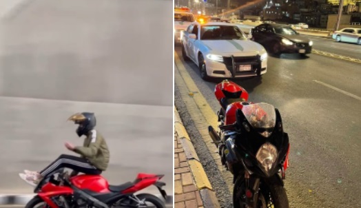 ضبط قائد دراجة آلية ظهر في فيديو متداول مخالفًا تنظيمات السير
