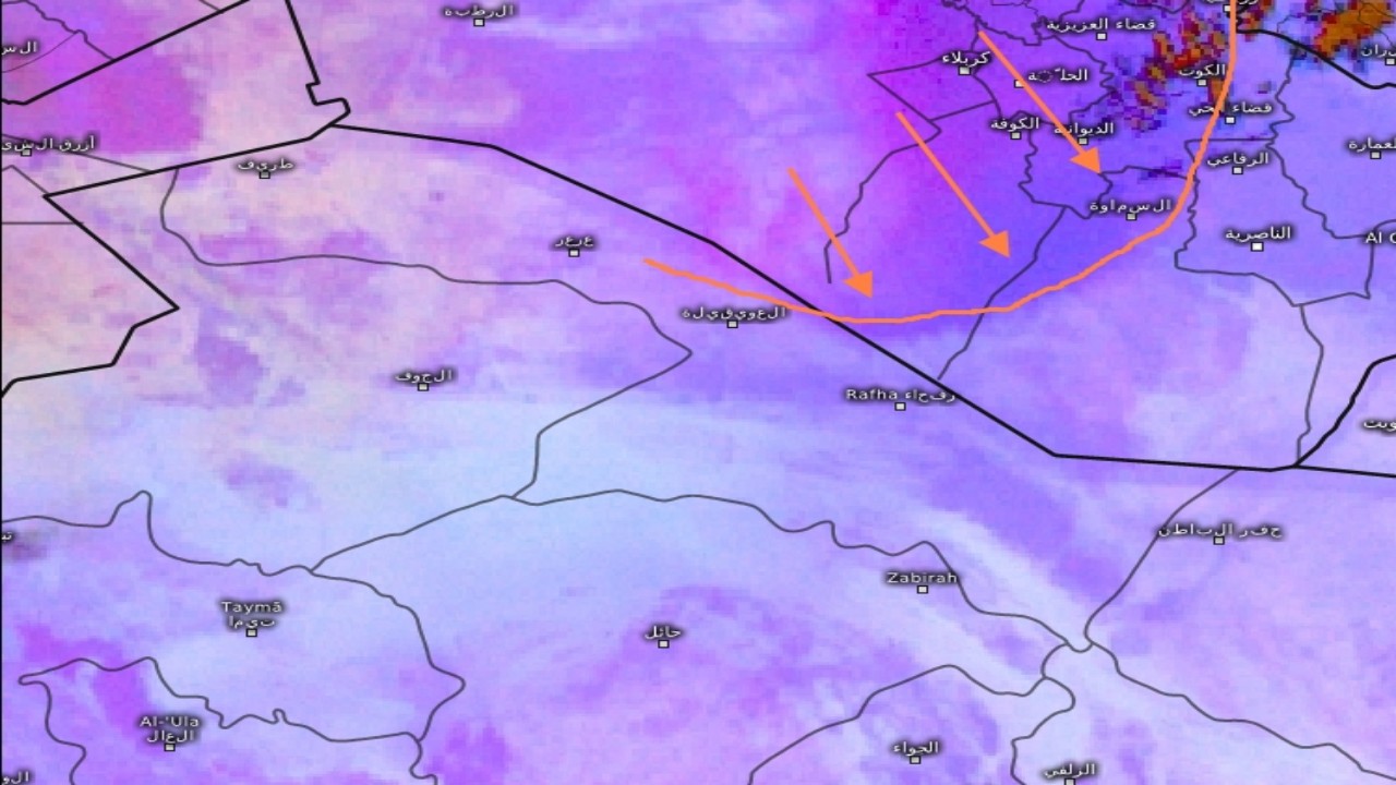 المسند: عاصفة غبارية عراقية المنشأ تتوغل في عدة مناطق بالمملكة