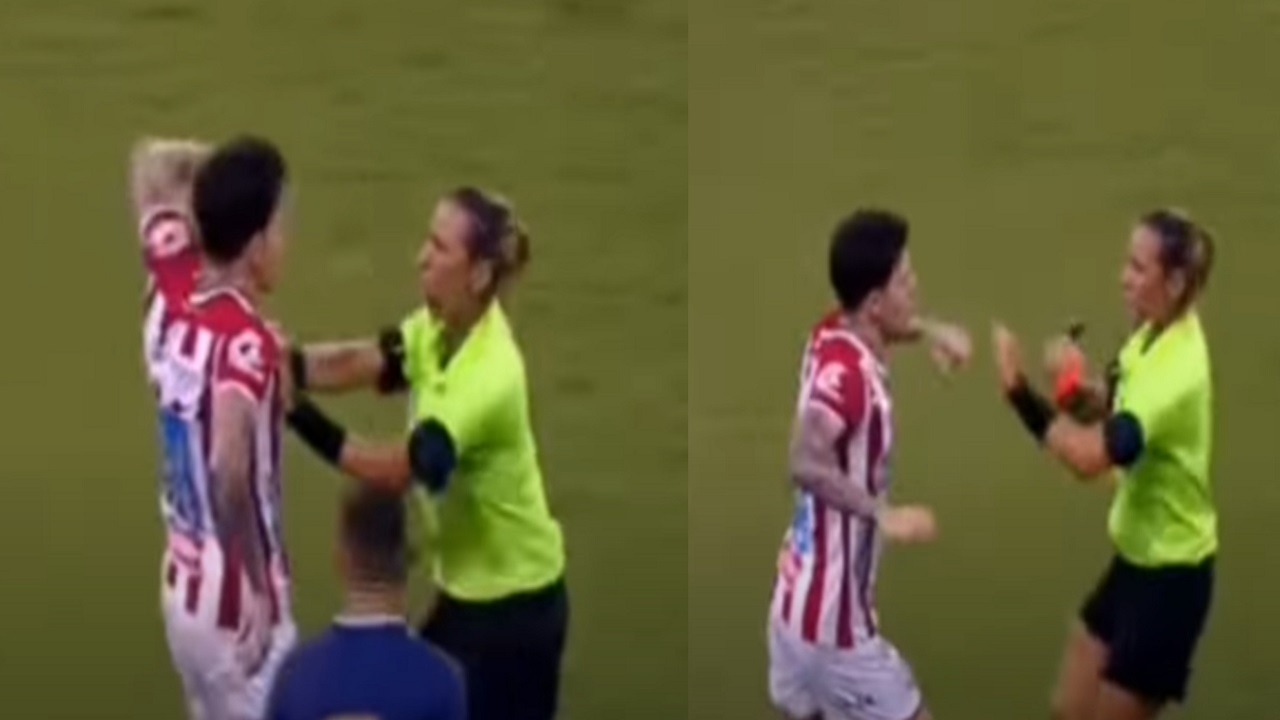فيديو.. لاعب يعتدي على حكمة المباراة بعد طرده!