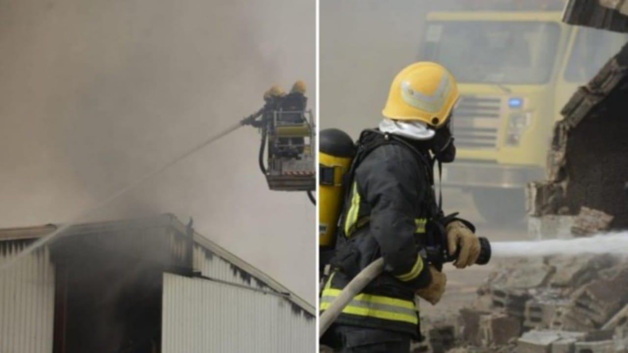 بالصور.. مدني الرياض يخمد حريقًا في مستودع وورش نجارة بحي المنصورية