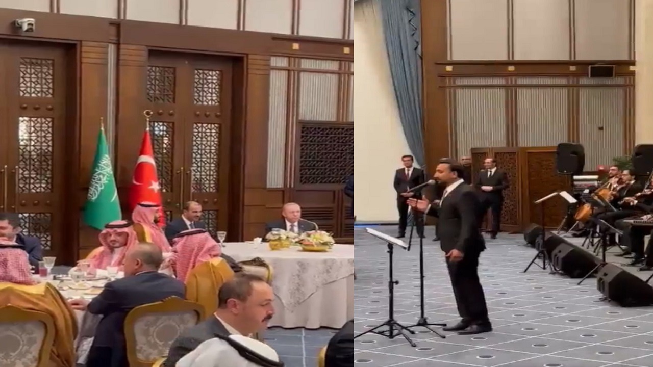 شاهد.. فرقة تركية تغني هذا السعودي فوق خلال حفل العشاء الذي اقيم لولي العهد