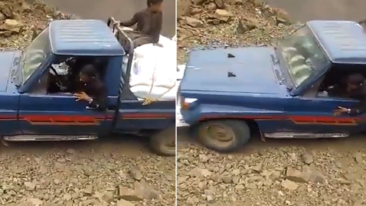 بالفيديو.. لحظة سقوط يمنيين من منحدر جبلي