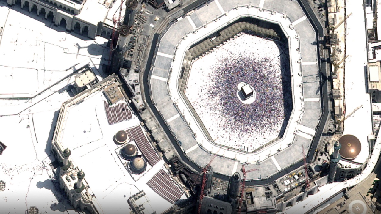 صور فضائية للحجاج أثناء طواف الإفاضة بالمسجد الحرام
