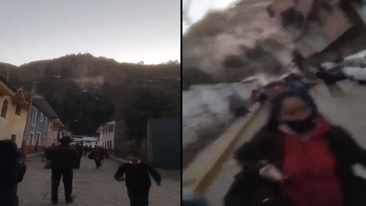 بالفيديو .. لحظة مرعبة لانهيار أرضي رهيب في بيرو