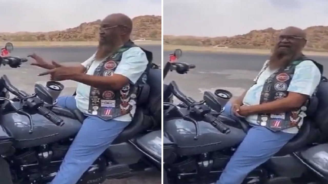بالفيديو .. الشيخ عادل الكلباني يجرب قيادة دراجة هارلي