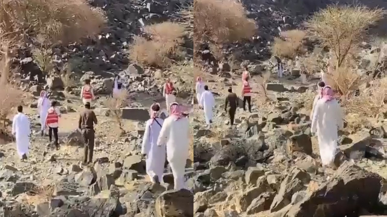 بالفيديو.. إنقاذ مقيم سوداني تائهًا بين الجبال غرب الرياض