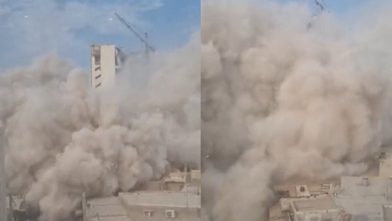 شاهد..لحظة انهيار مبنى &#8220;متروبول&#8221; جنوب غربي إيران