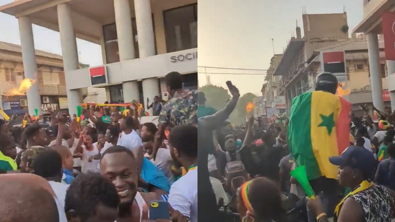 فيديو..بالهتاف وإشعال النيران هكذا احتفل السنغاليون بالتأهل