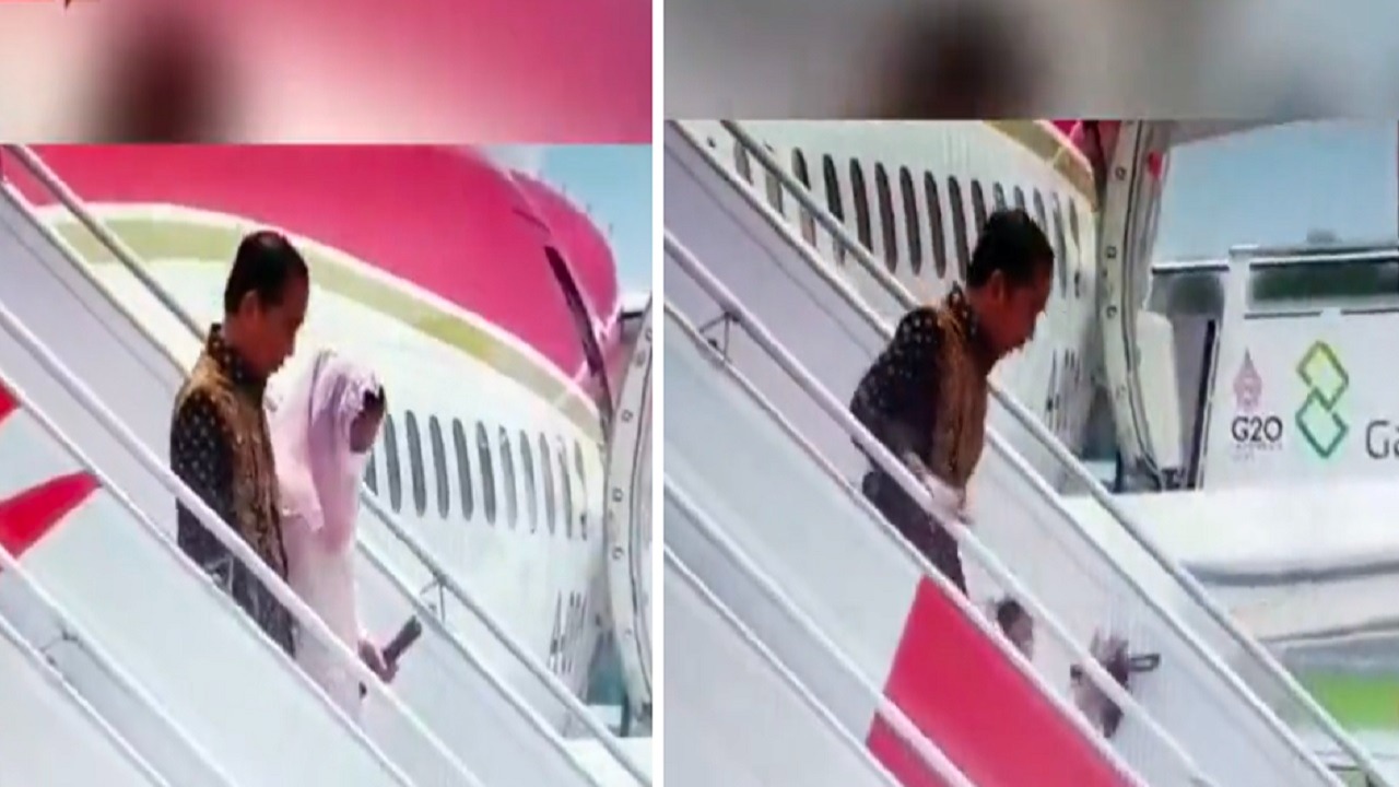 بالفيديو .. لحظة سقوط زوجة الرئيس الإندونيسي أثناء نزولها من الطائرة