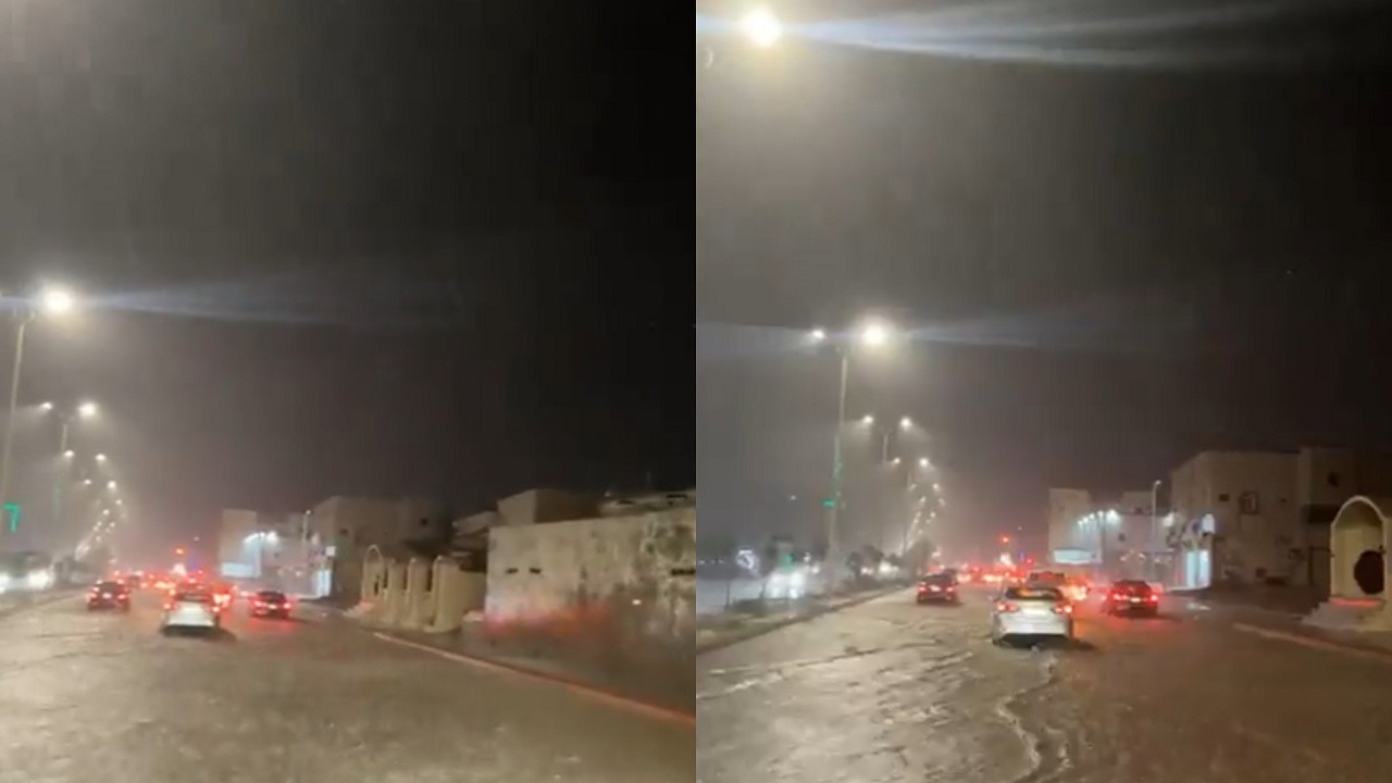 فيديو..الأمطار والسيول تغمر شوارع رابغ