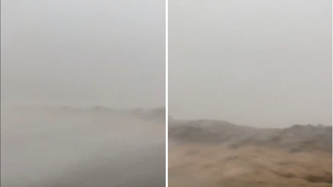 بالفيديو .. أمطار غزيرة على الفقرة غرب المدينة