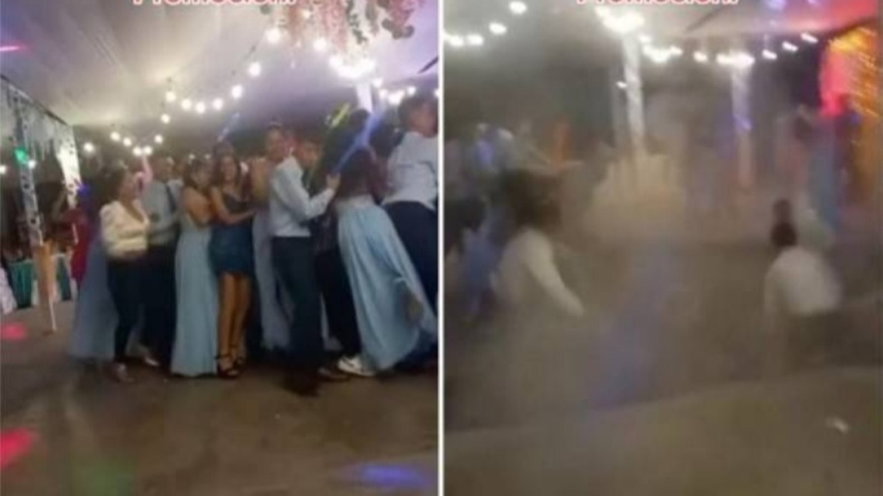 فيديو مرعب يوثق لحظة انهيار حلبة رقص بـ&#8221;25 طالبا&#8221; أثناء حفل تخرجهم 
