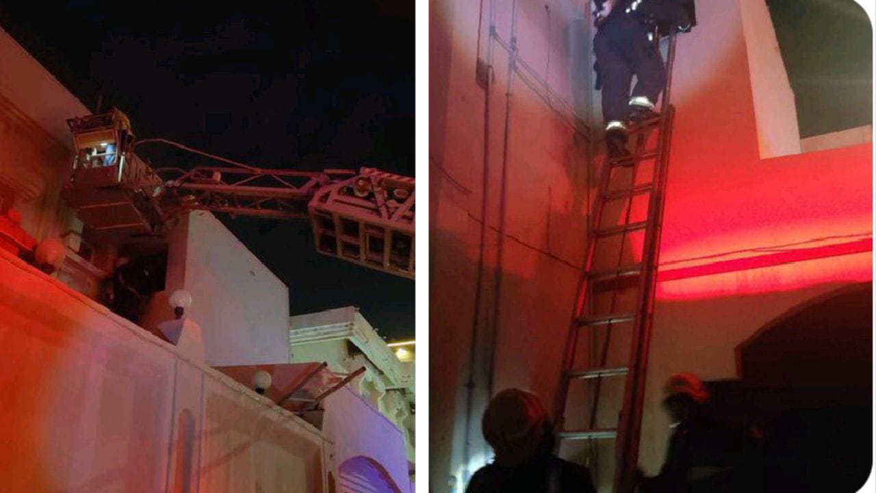 مدني القطيف ينقذ رجلاً وامرأة في حريق منزل