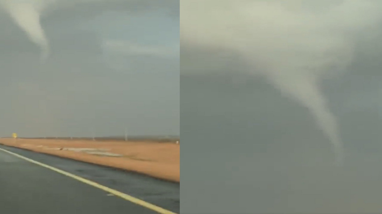 فيديو..مشهد مهيب من إعصار غرب الأجفر جنوب غرب حائل