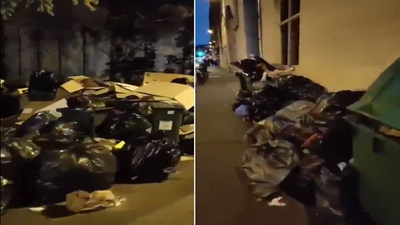 بالفيديو .. القمامة تغطي شوارع باريس