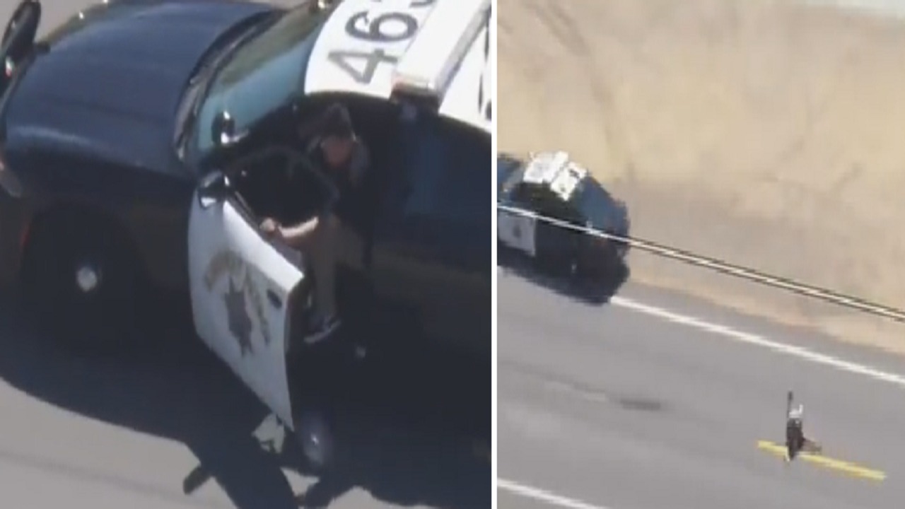 بالفيديو .. لحظة وفاة لص قفز من سيارة أثناء هروبه من الشرطة