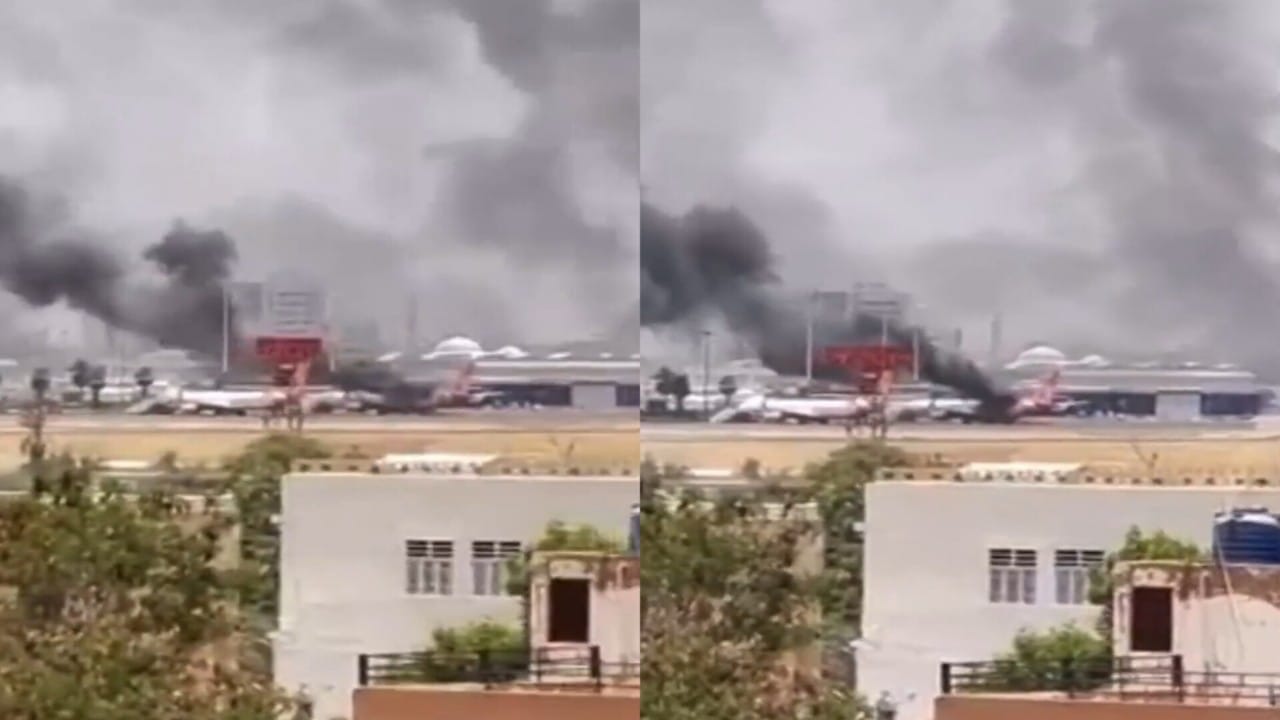 بالفيديو.. تعرض طائرة تابعة للخطوط السعودية لحادث في مطار الخرطوم