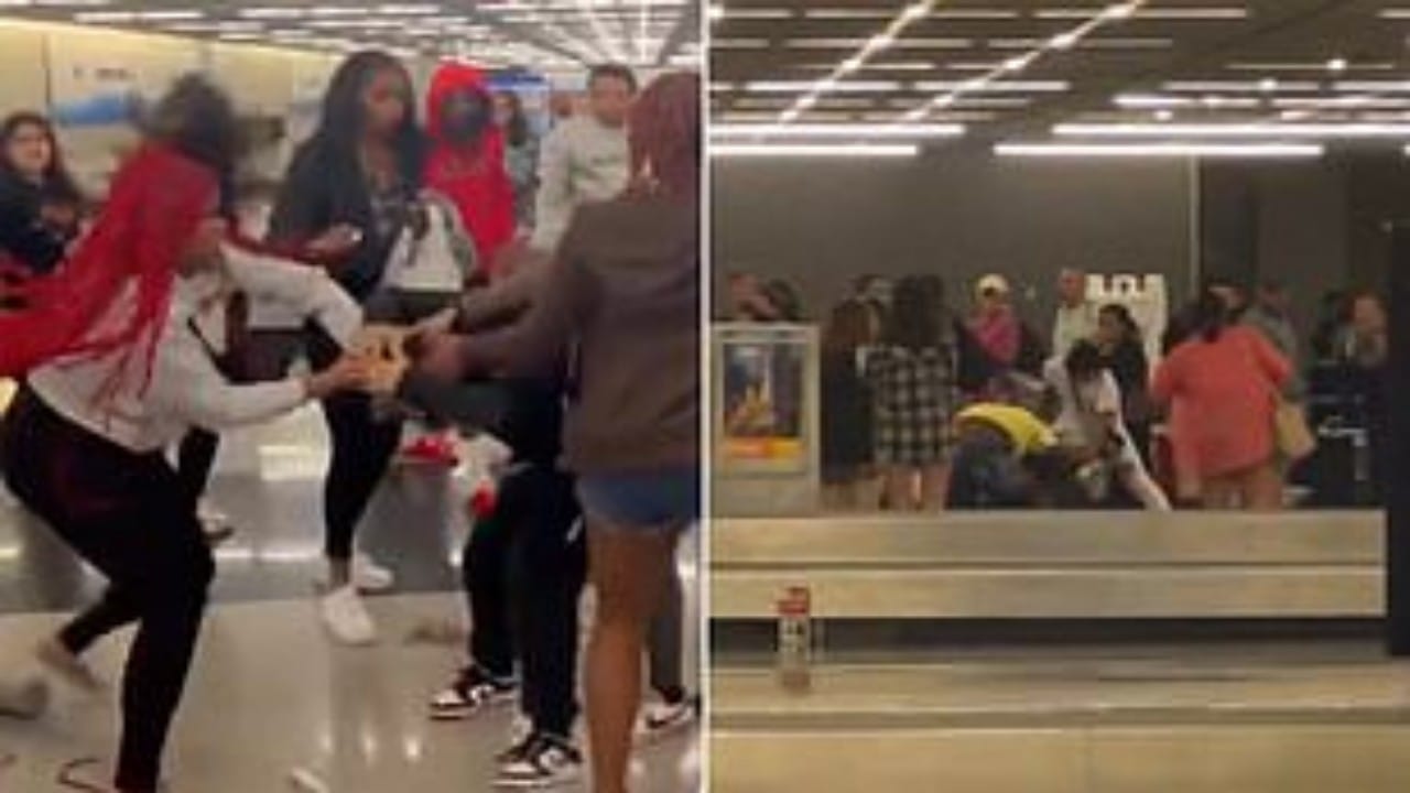 اندلاع شجار عنيف بين ركاب في أحد المطارات.. فيديو