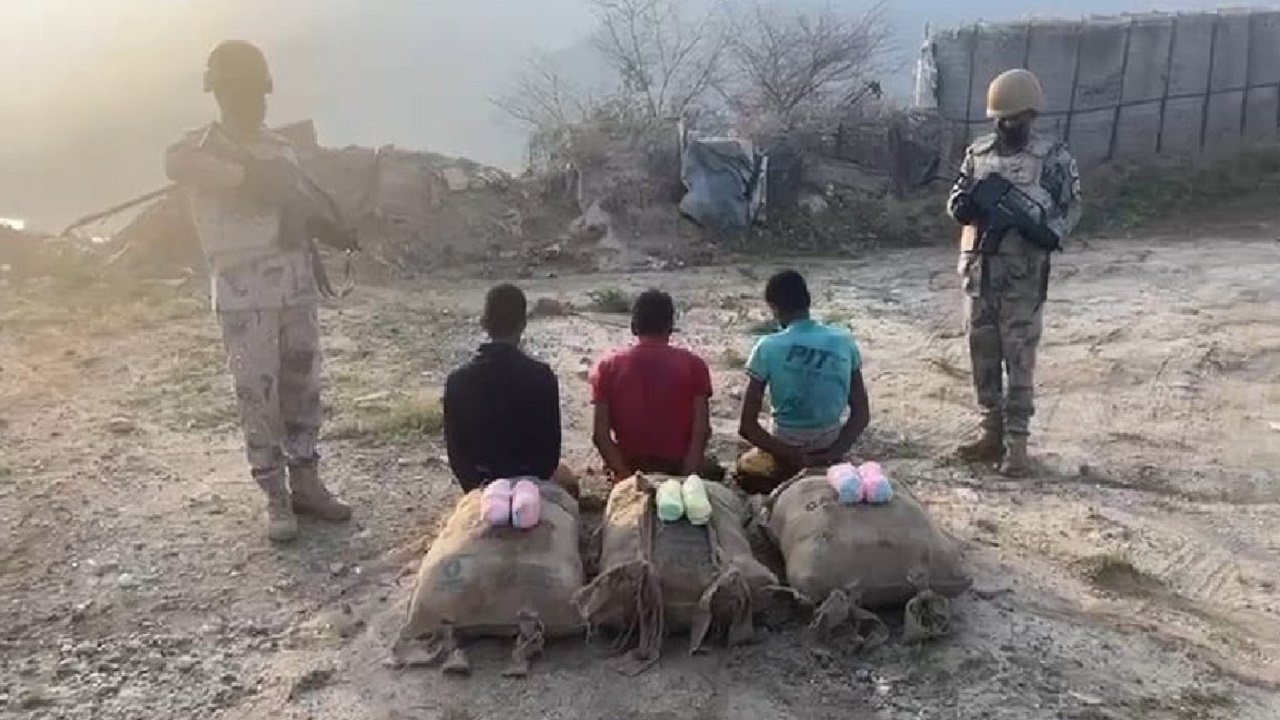 القبض على 3 مخالفين لنظام أمن الحدود لمحاولتهم تهريب نبات القات المخدر في جازان