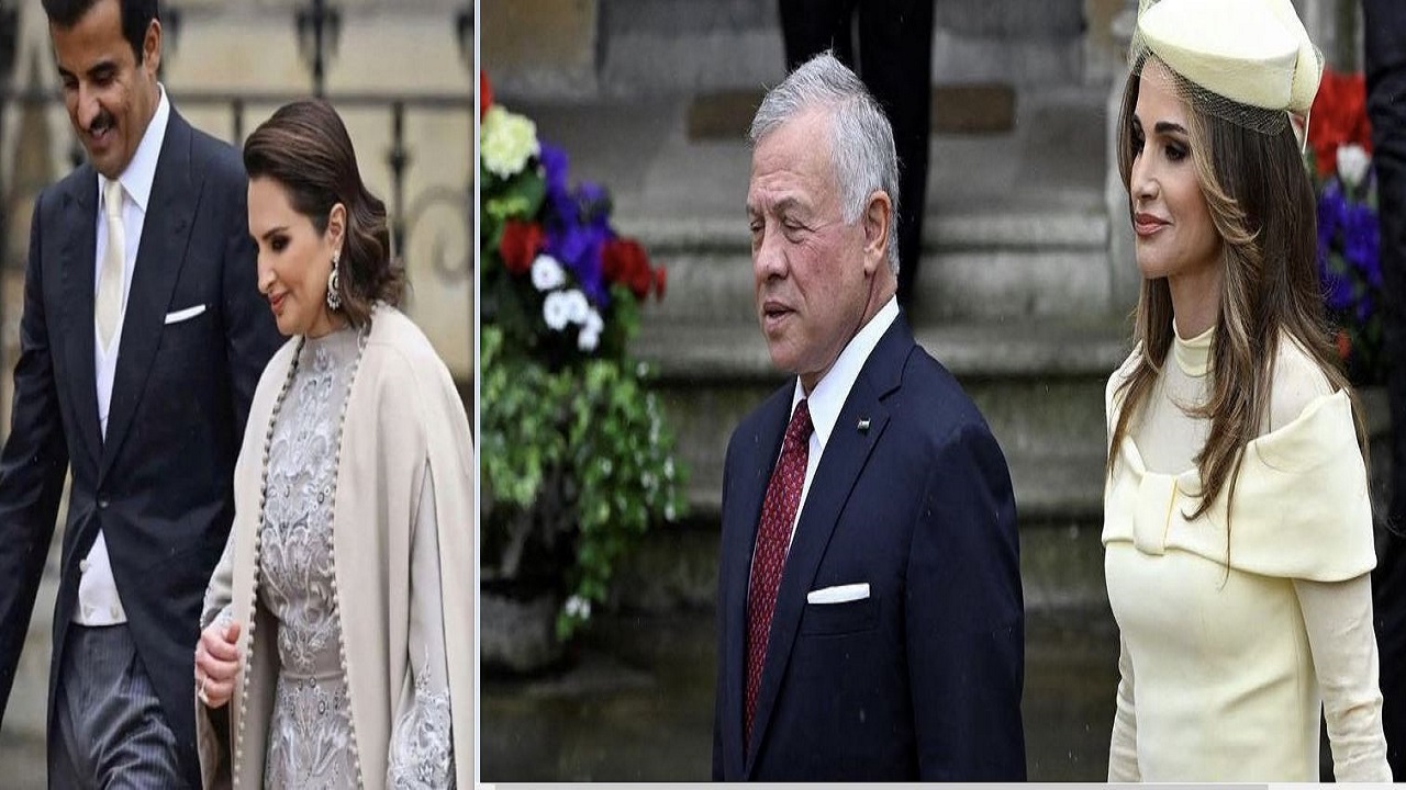 إطلالة الملكة رانيا وزوجة أمير قطر تلفتان الأنظار في تتويج الملك تشارلز