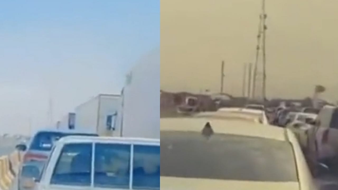 تكدس المركبات بمنفذ السالمي الحدودي مع الكويت بعد تطبيق نظام البصمة (فيديو)