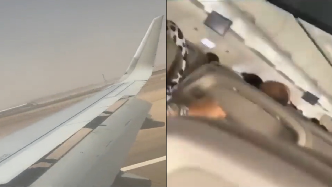 حالة من الرعب على متن طائرة تعثرت أثناء هبوطها في مطار القريات &#8211; فيديو