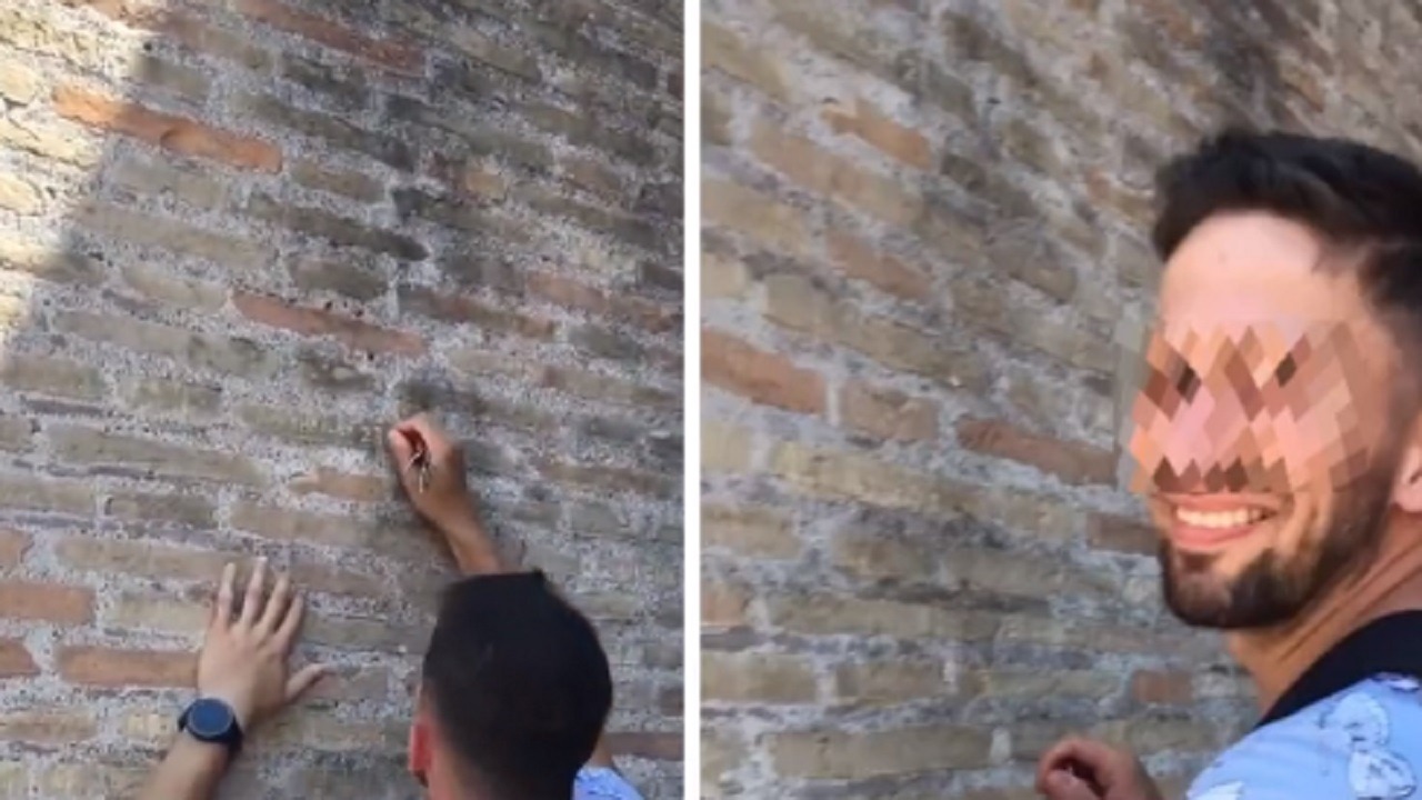شرطة إيطاليا تتوعد شاب حفر اسم حبيبته على جدار.. فيديو