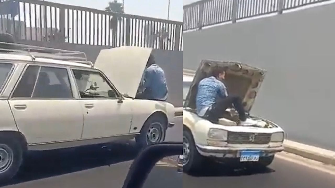 سيارة في مصر يتم إصلاحها وهي تسير والمارة: شعب مالوش كتالوج .. فيديو