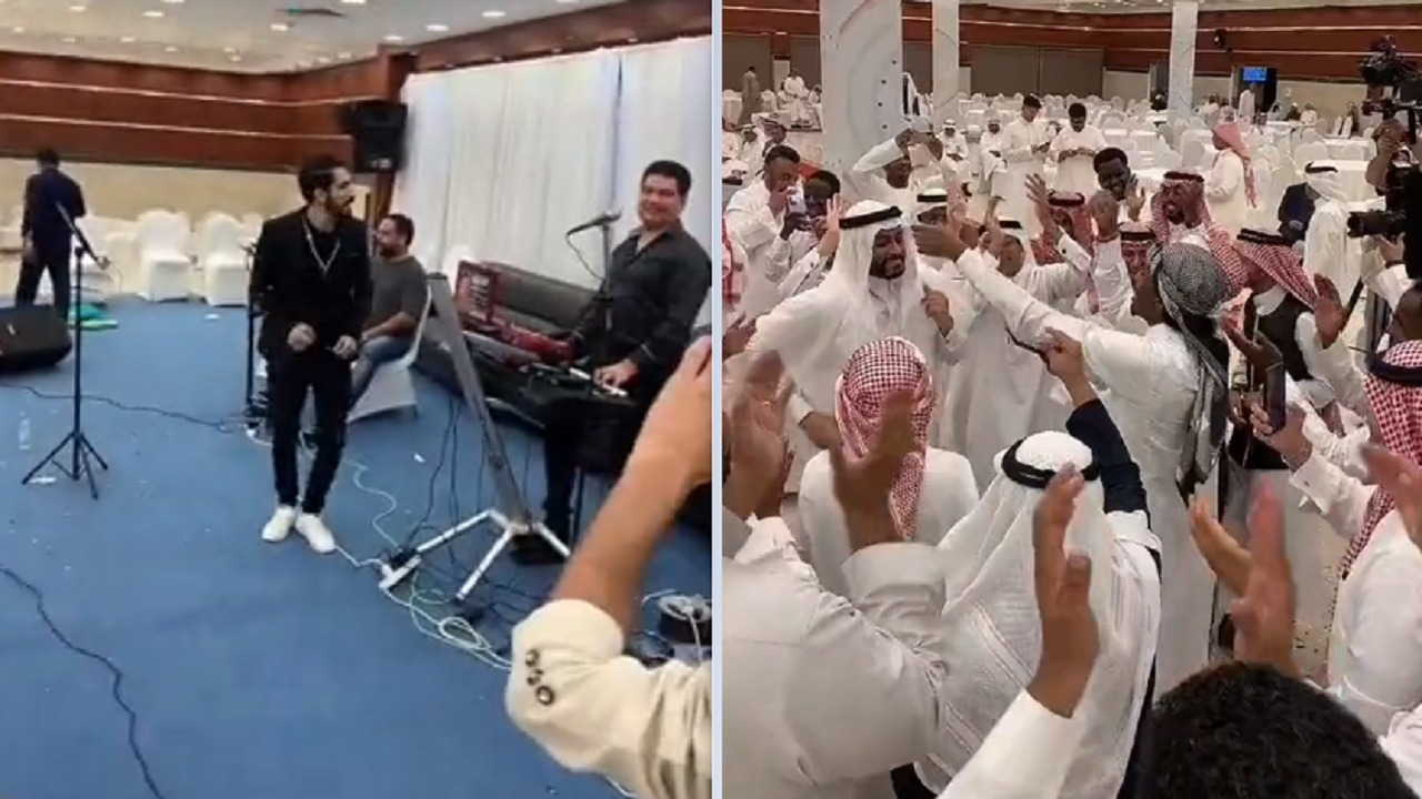 حماسة عريس سعودي في زفافه على عروس مصرية .. فيديو
