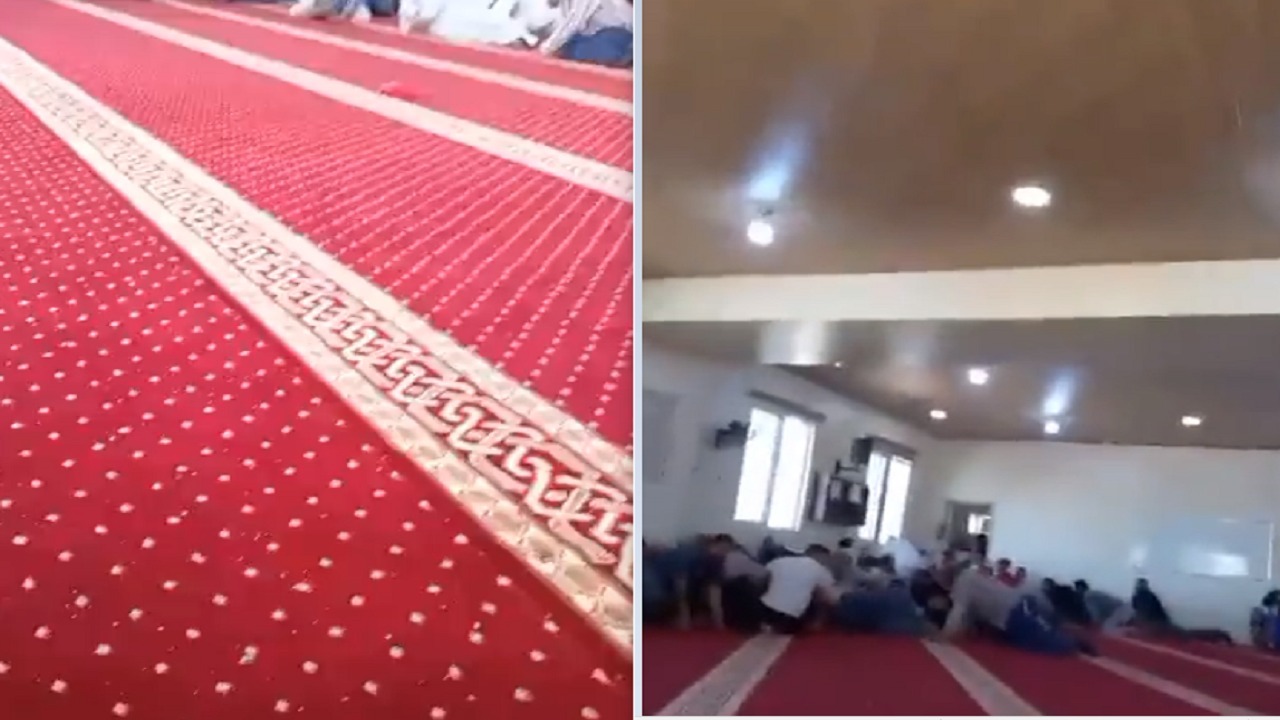 ذعر المصلين لحظة إطلاق النار على مسجد في لبنان .. فيديو